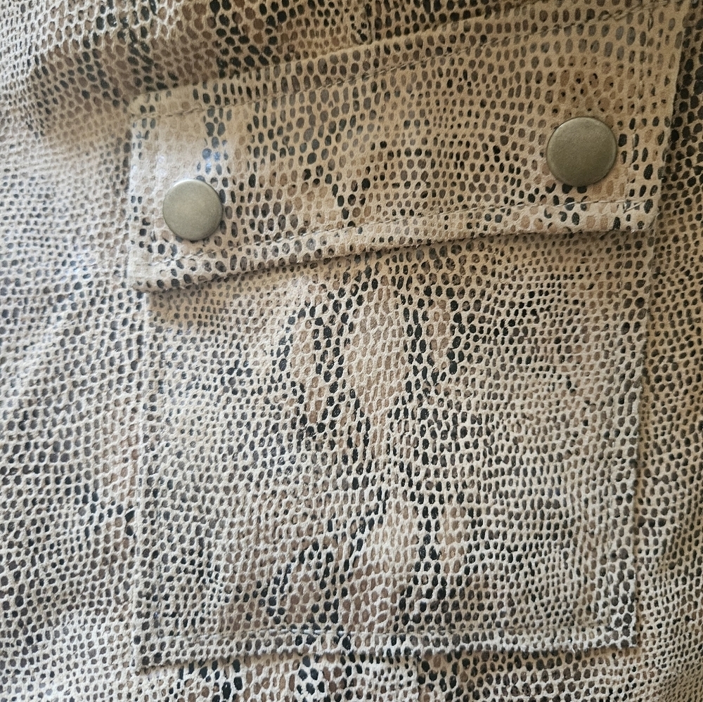 Alfani Python Print Genuine Leather Jacket Women L - image 5